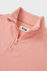 Relaxed Cotton Zip Collar Sweatshirt
