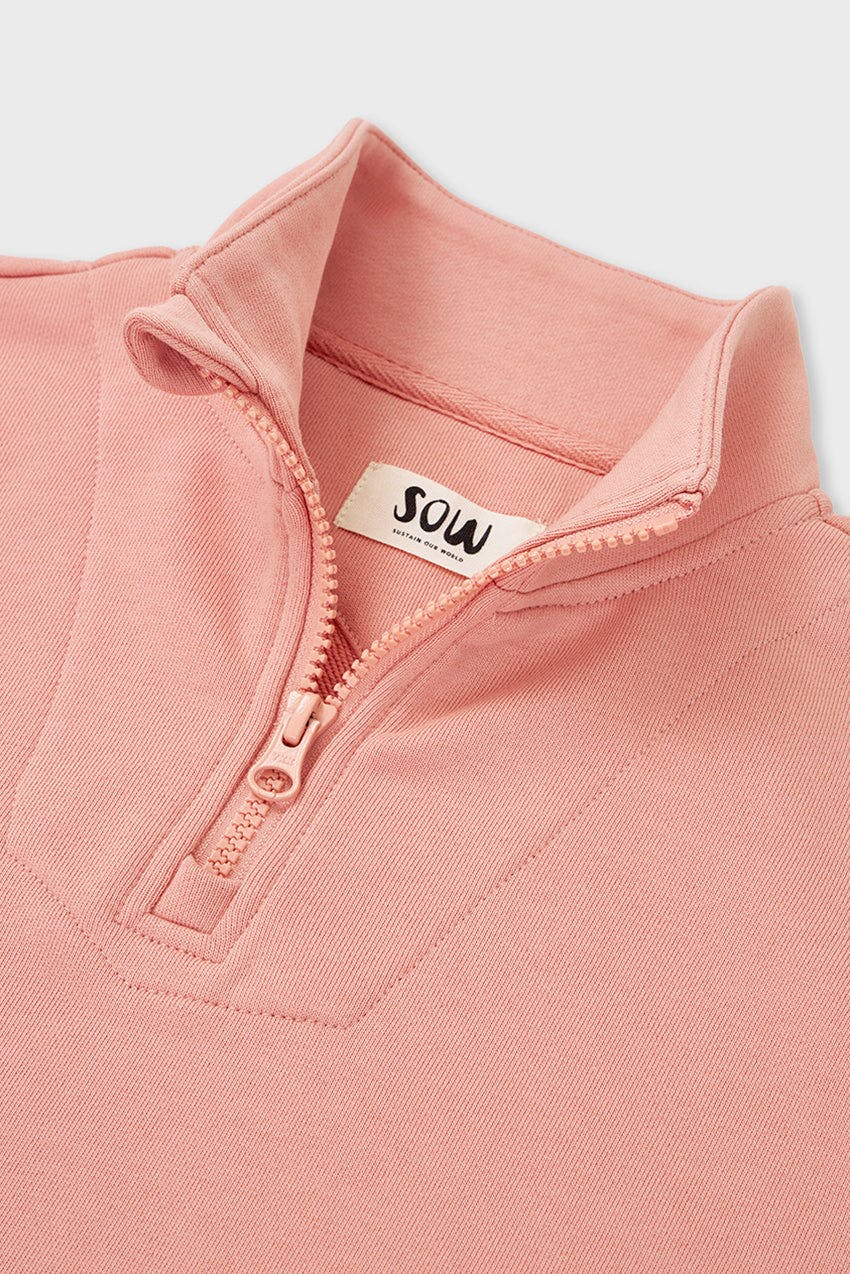 Relaxed Cotton Zip Collar Sweatshirt