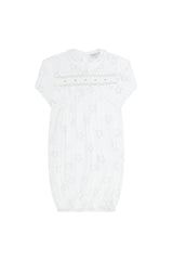 Grey Stars Print Smocked Gown