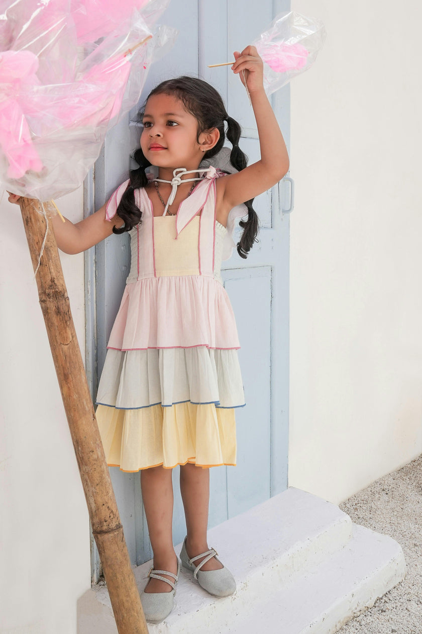 Genelia Layered Dress Multi-Color