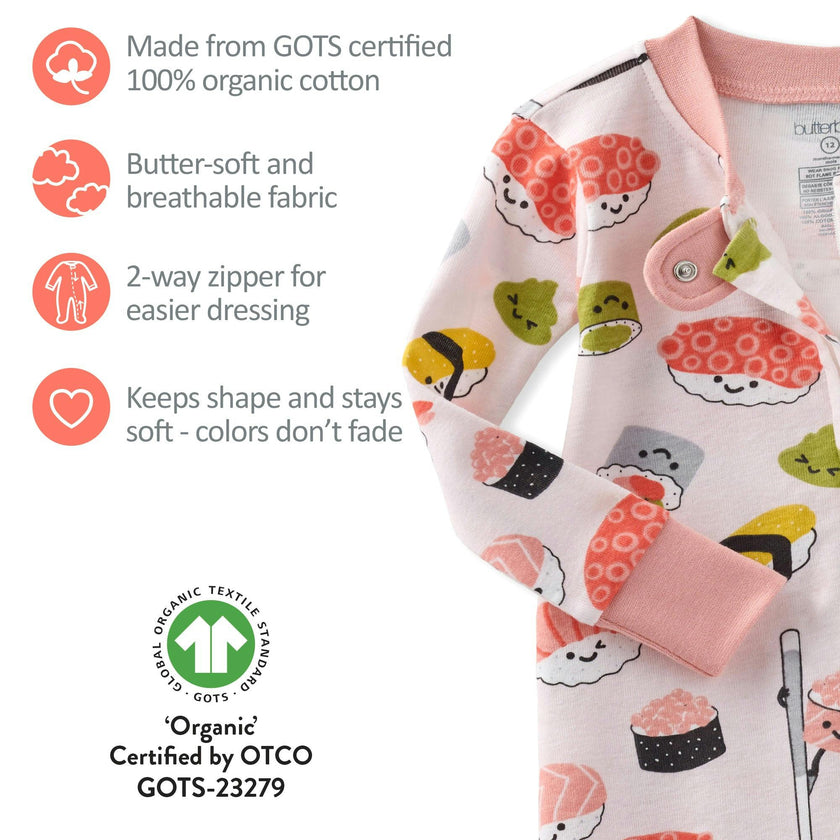 CRUZ Snug Fit Footed Baby Girls Pajamas