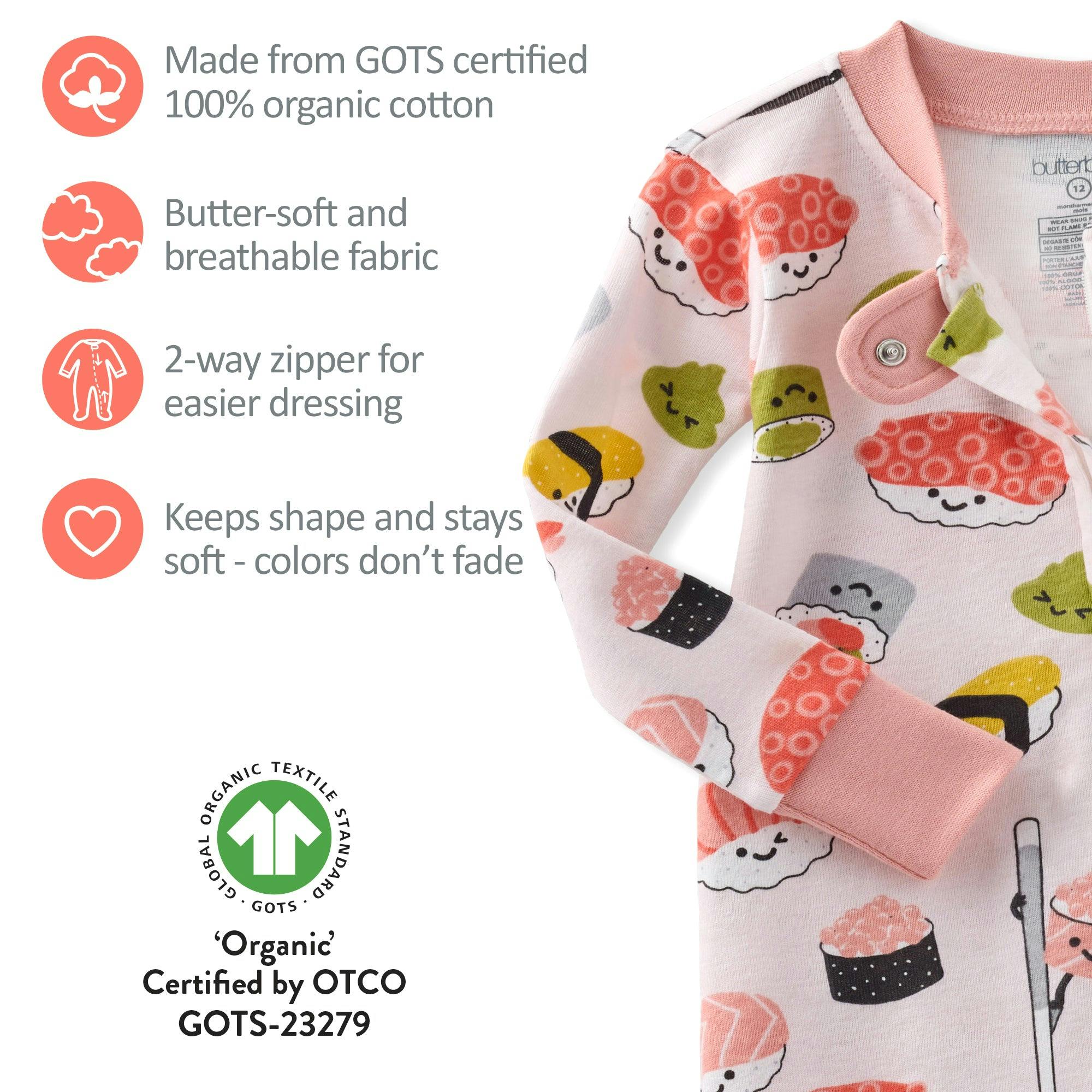 CRUZ Snug Fit Footed Baby Girls Pajamas