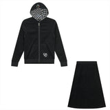 Checkered Heart Applique Terry 2PC Set