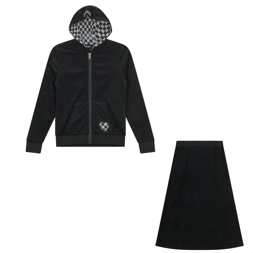Checkered Heart Applique Terry 2PC Set