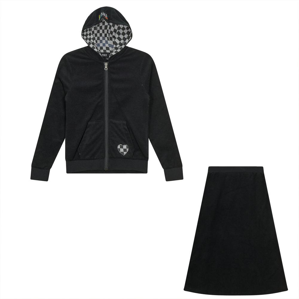 Checkered Heart Applique Terry 2PC Set