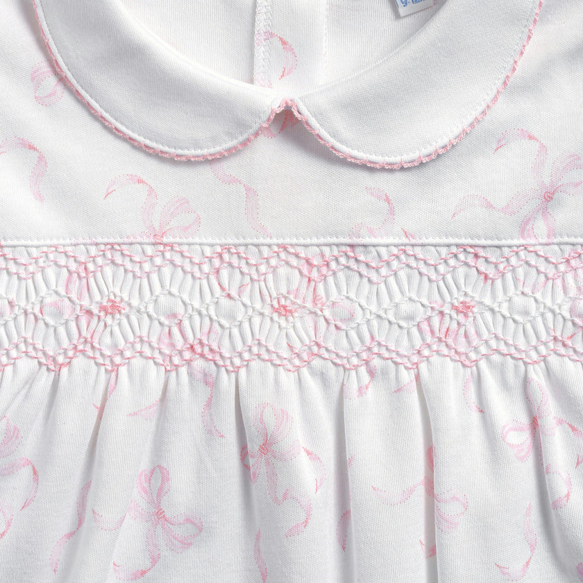 Charming Bows Print Smocked Footie
