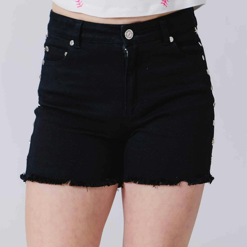 Girls Twill Stud Short in Black