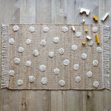 Nop Jute & Cotton Polka Dot Fringed Rectangular Rug