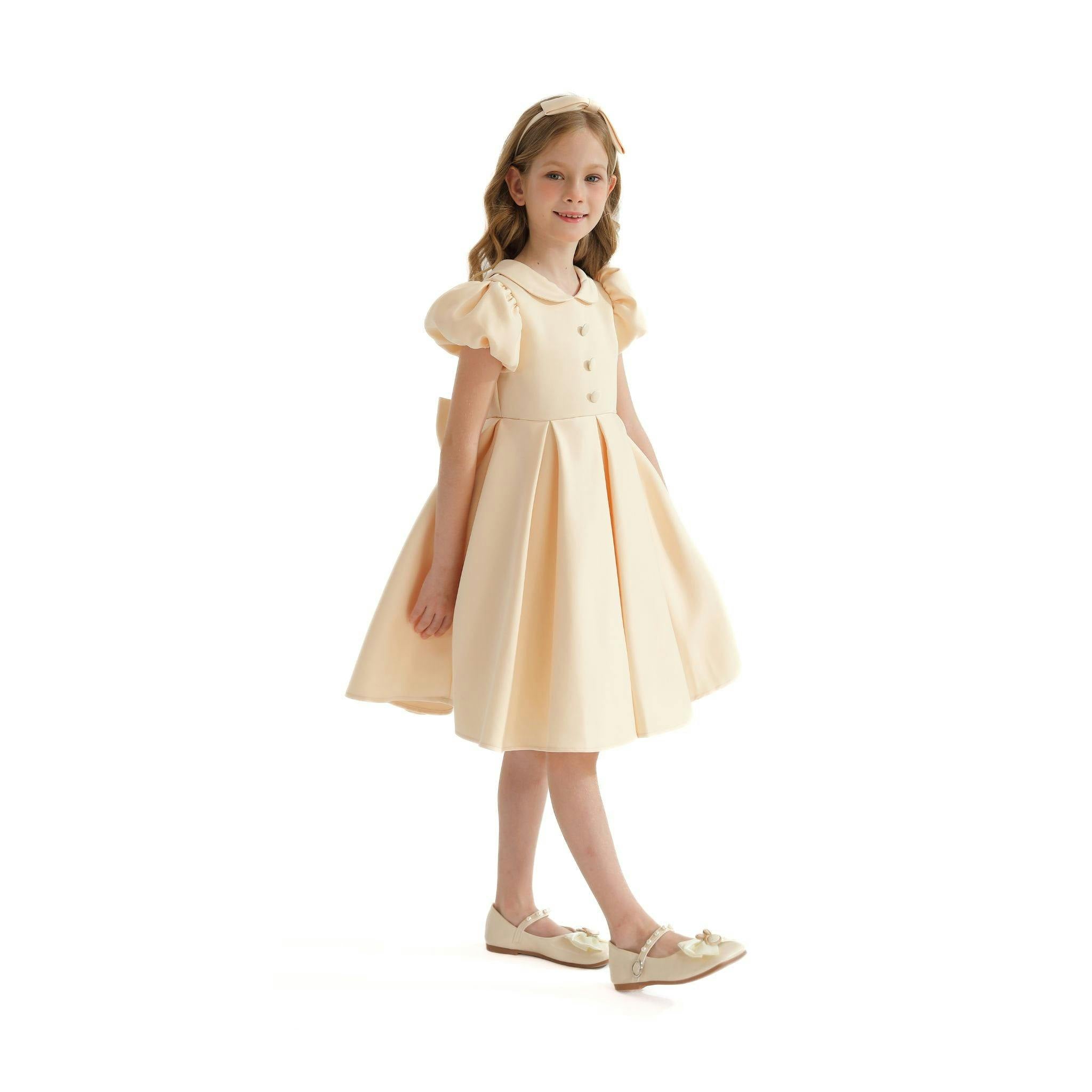 Champagne Barrymore Teacup Button Dress