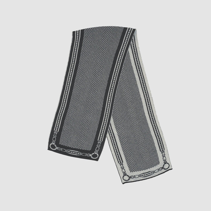 Reversible Sustainable Chevron Scarf - Equestrian Harness Herringbone