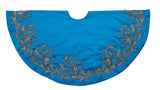 Hand Beaded Imperial Blue Silk Christmas Tree Skirt Blue 60" / 72" Arcadia Home