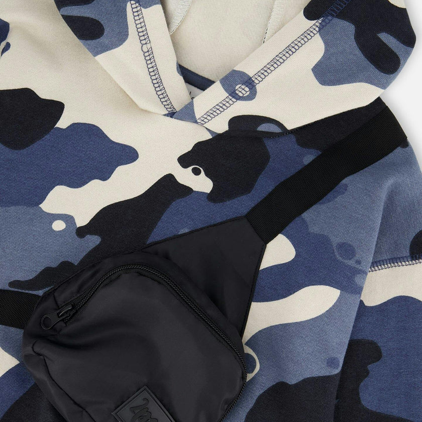 Hooded Fleece Sweatshirt with Crossbody Bag