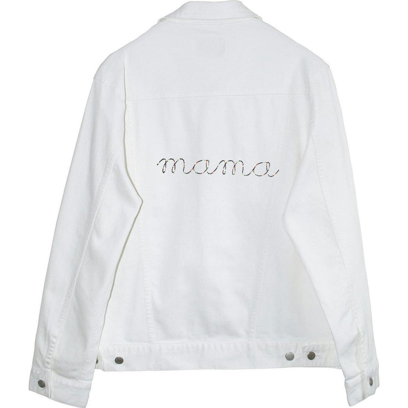 "mama" Adult White Denim Jacket