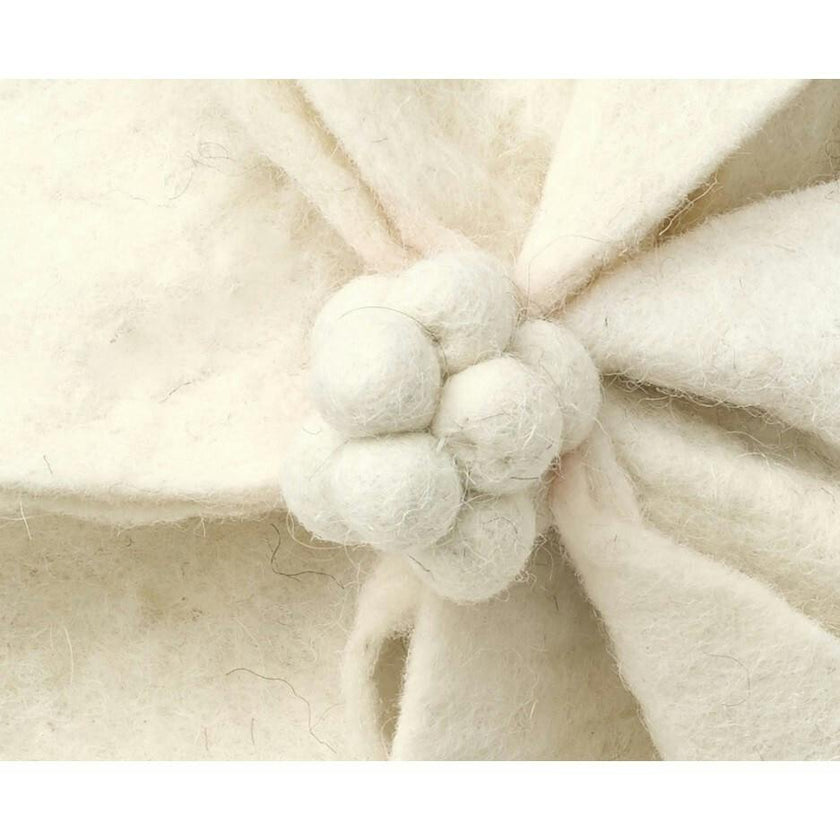 Hand Felted Wool Pillow - 3D Flower Cream Gray - 20"