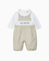 Baby Smocked Overalls Set in Train