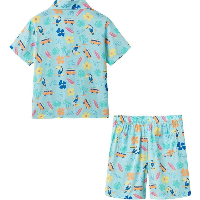 Boys Synthetic Viscose Matching Set | Aqua beach