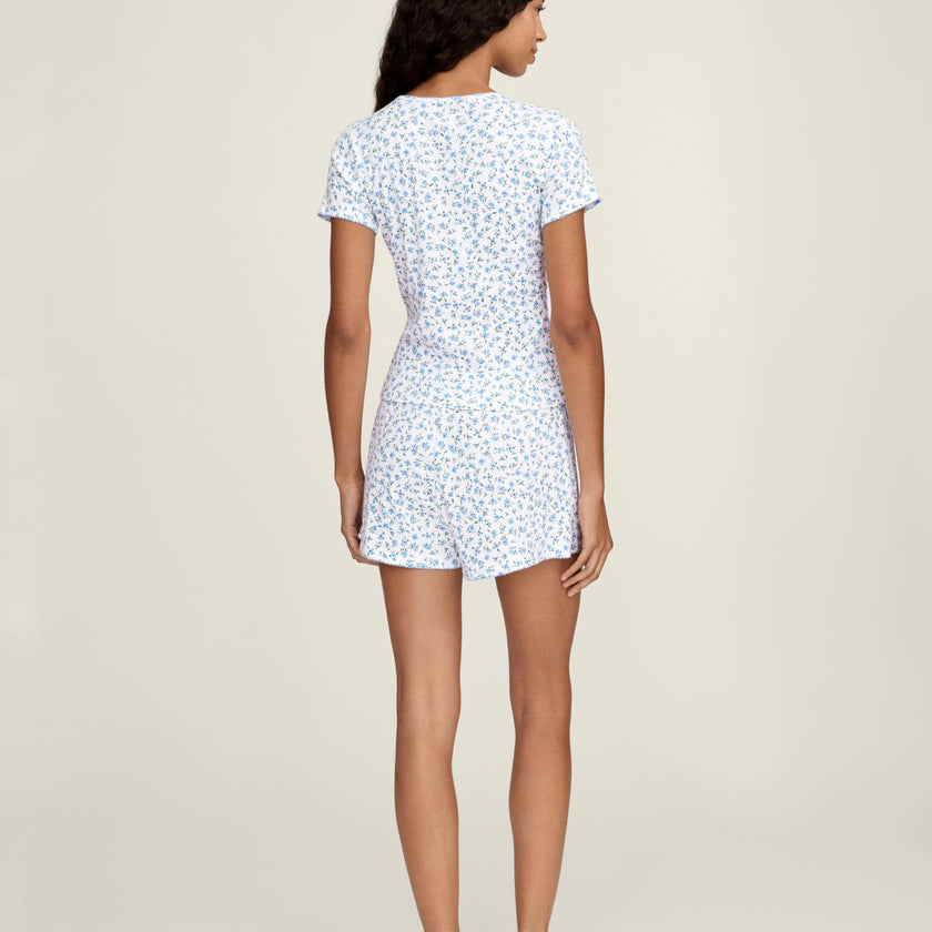 Women's Pointelle T-Shirt in Blue Floral