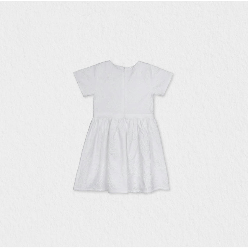 Eryna Girl Dress Short Sleeve, White Grape Embroidery