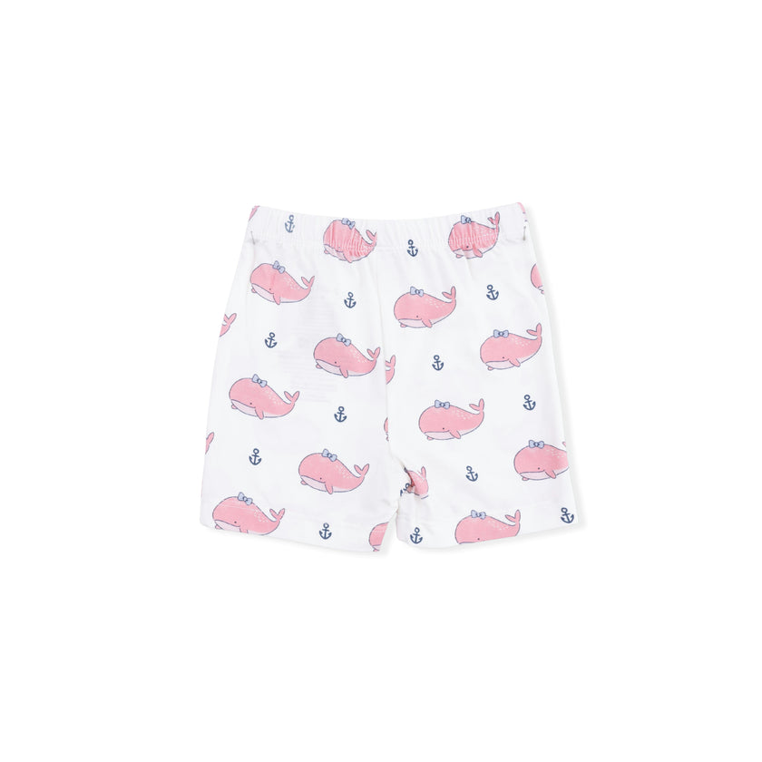 Bubbly Whale with Bow  Pink - Loungewear Short Set