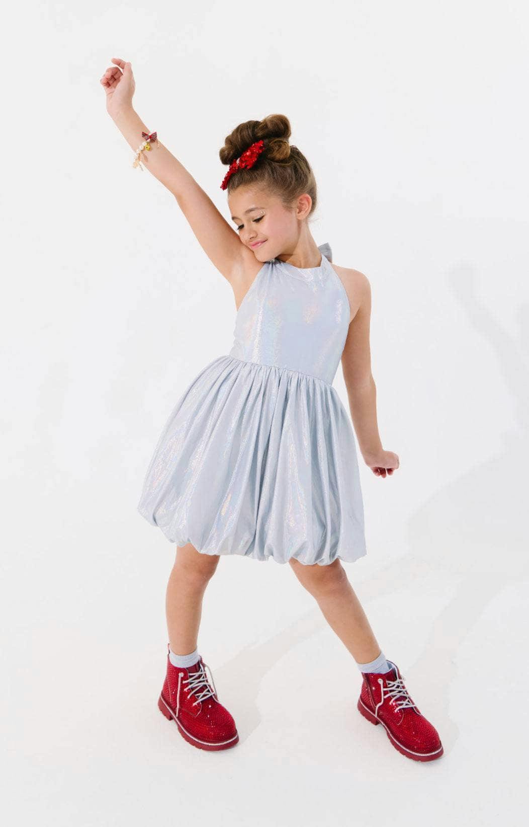 Metallic Bow Bubble Dress