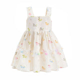 White Lunaria Animal Print Pom‑Pom Dress
