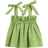 women's vichy frilled top - matcha green