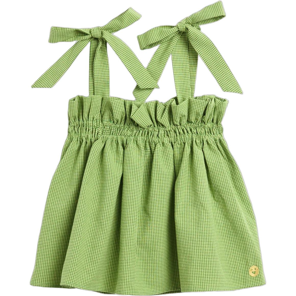 women's vichy frilled top - matcha green