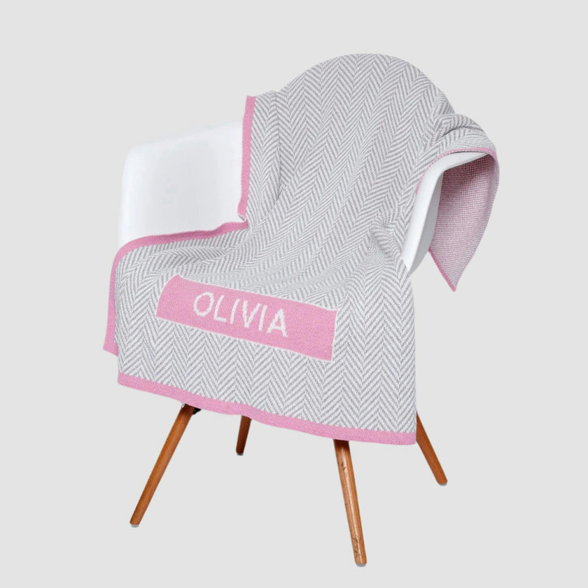 Monogrammed Herringbone Baby Blanket