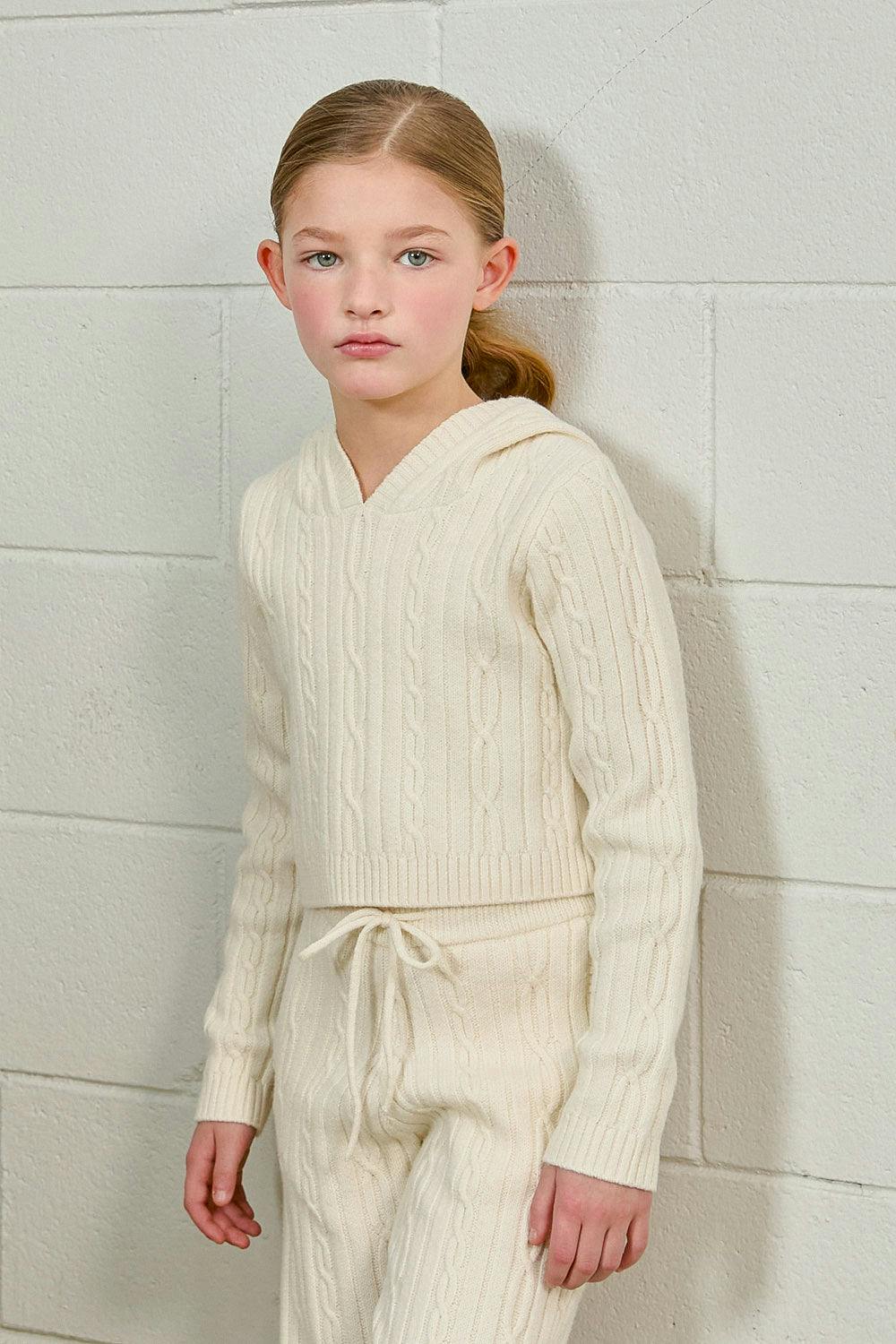 Cable Knit Cropped Hoodie