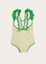Annie Apple Print Ruffle Detail Swimsuit in Green (12mths- 10yrs)