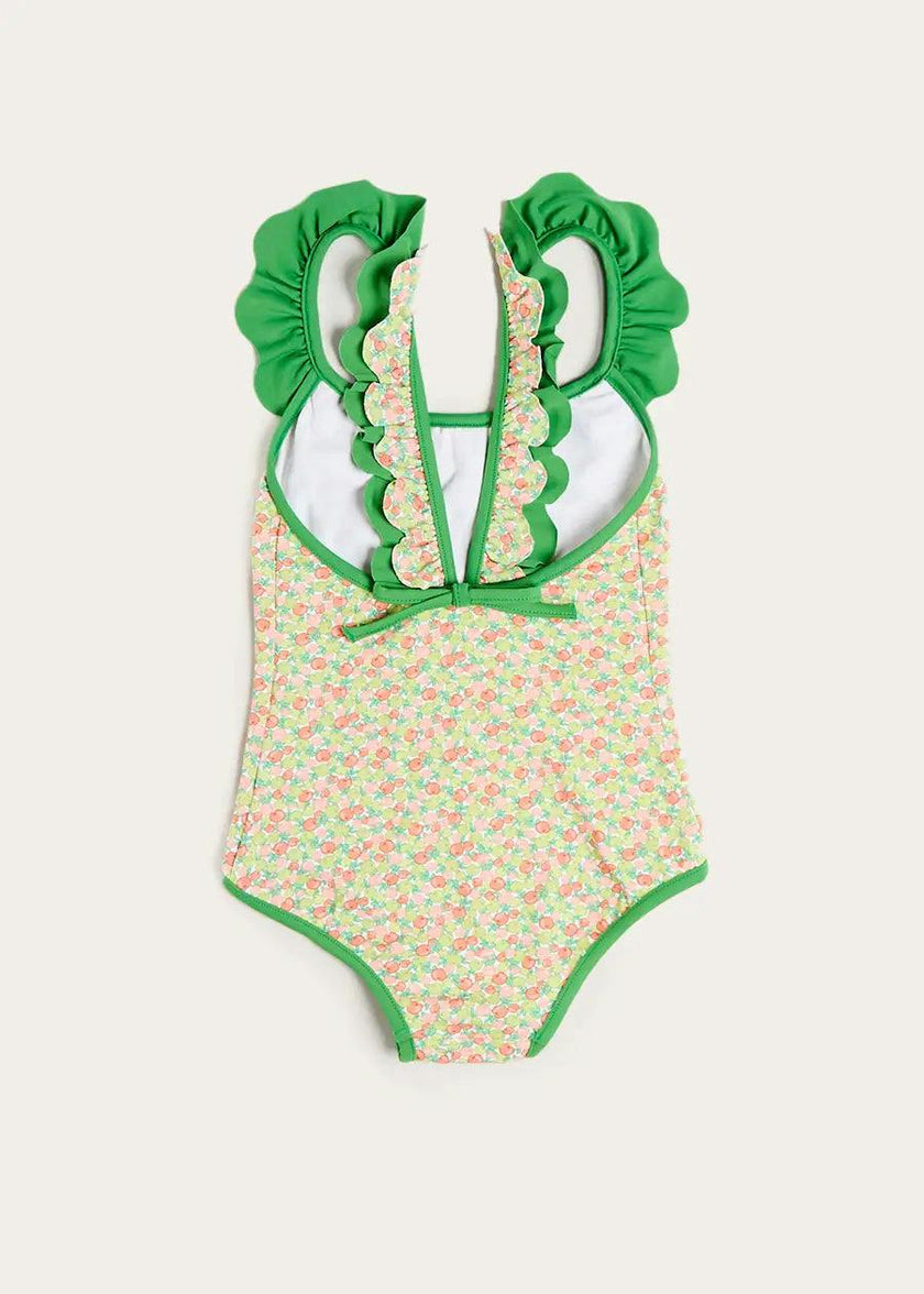 Annie Apple Print Ruffle Detail Swimsuit in Green (12mths- 10yrs)