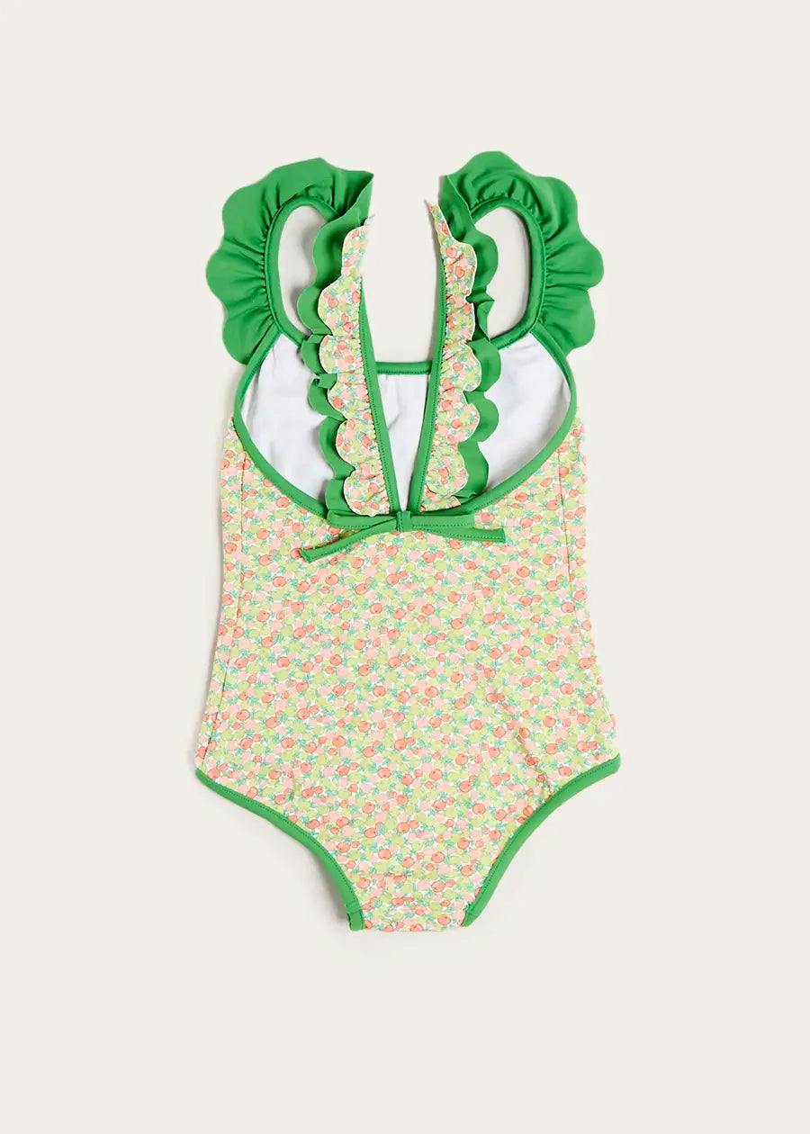 Annie Apple Print Ruffle Detail Swimsuit in Green (12mths- 10yrs)