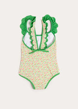 Annie Apple Print Ruffle Detail Swimsuit in Green (12mths- 10yrs)