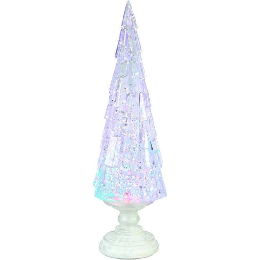 17.25-Inch Battery Operated USB LED Lighted Christmas Tree Lantern with Spinning Glitter Water