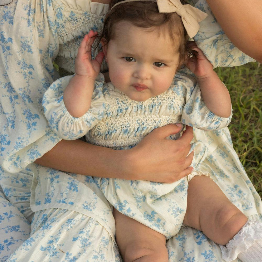 Baby Roselyn Romper in Ivory Porcelain Fleur