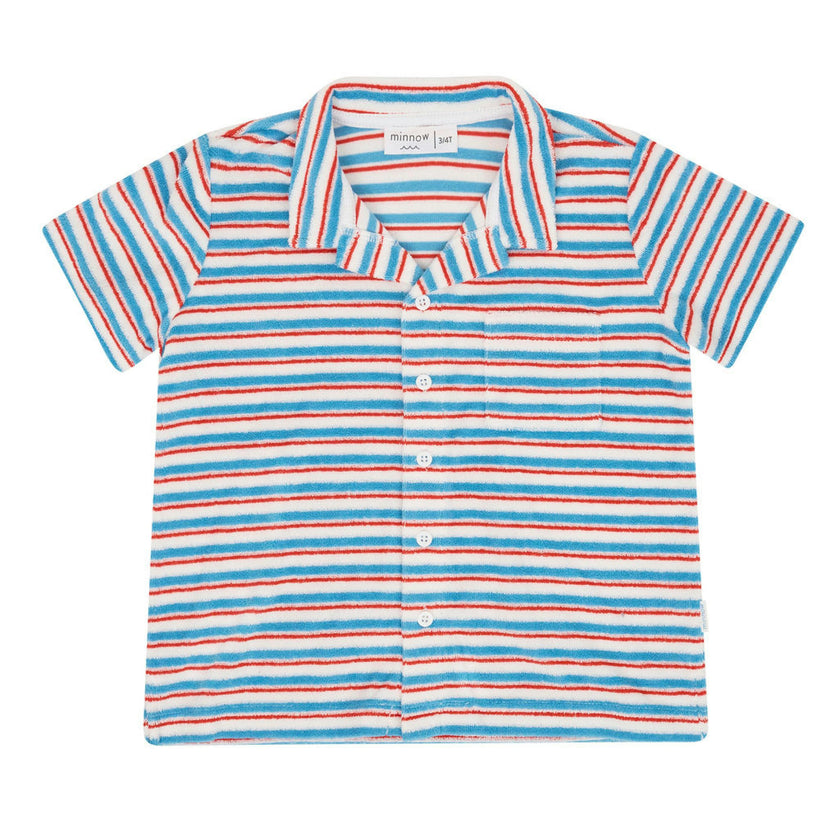 boys jetty stripe french terry button up