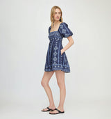 The Matilda Mini Dress - Navy Diamond Batik