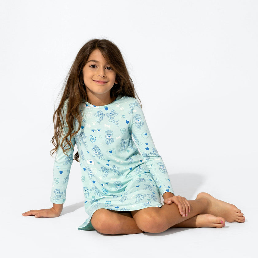 PAW Patrol: Valentine's Blue Bamboo Girls' Long Sleeve Dress