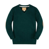Organic V-Neck Sweater with Elbow Patches
