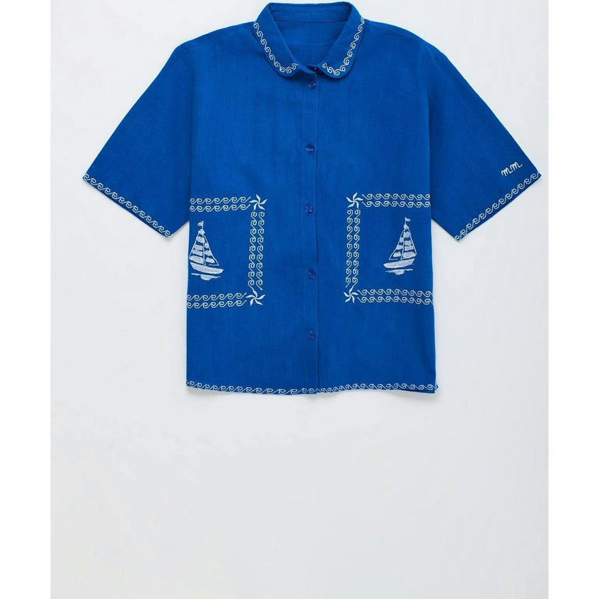 BARCOS EMBROIDERED SHIRT BLUE