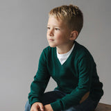 Organic V-Neck Sweater with Elbow Patches