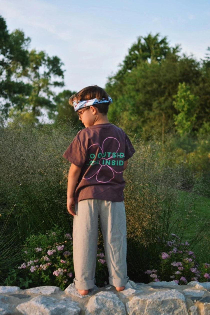 children's vichy trousers - foggy brown
