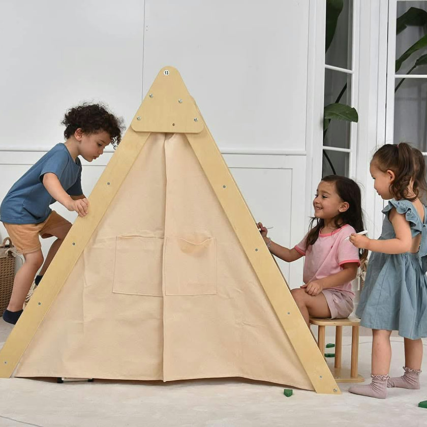 Oak - Wood Learning Tent and Climber with Desk and Chair