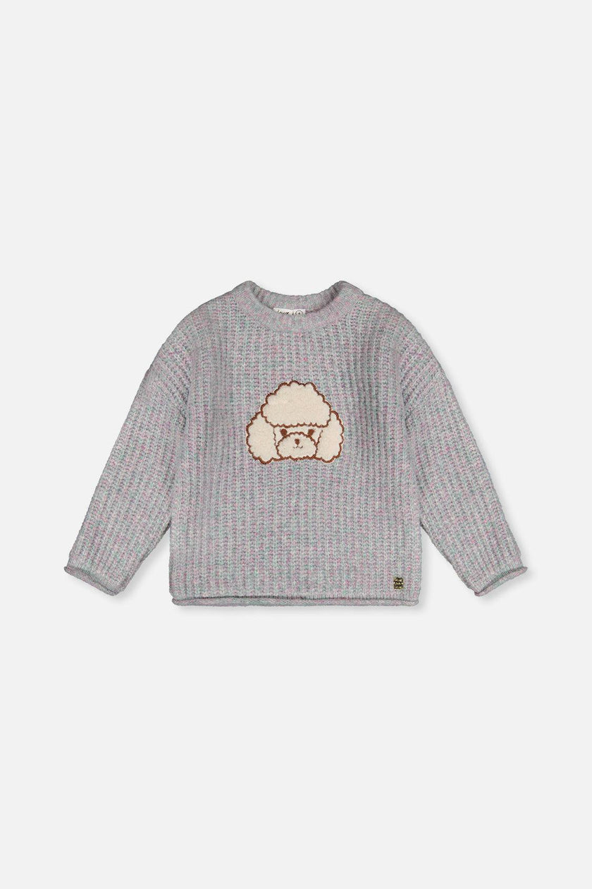 Poodle Sweater Pale Turquoise And Lilac