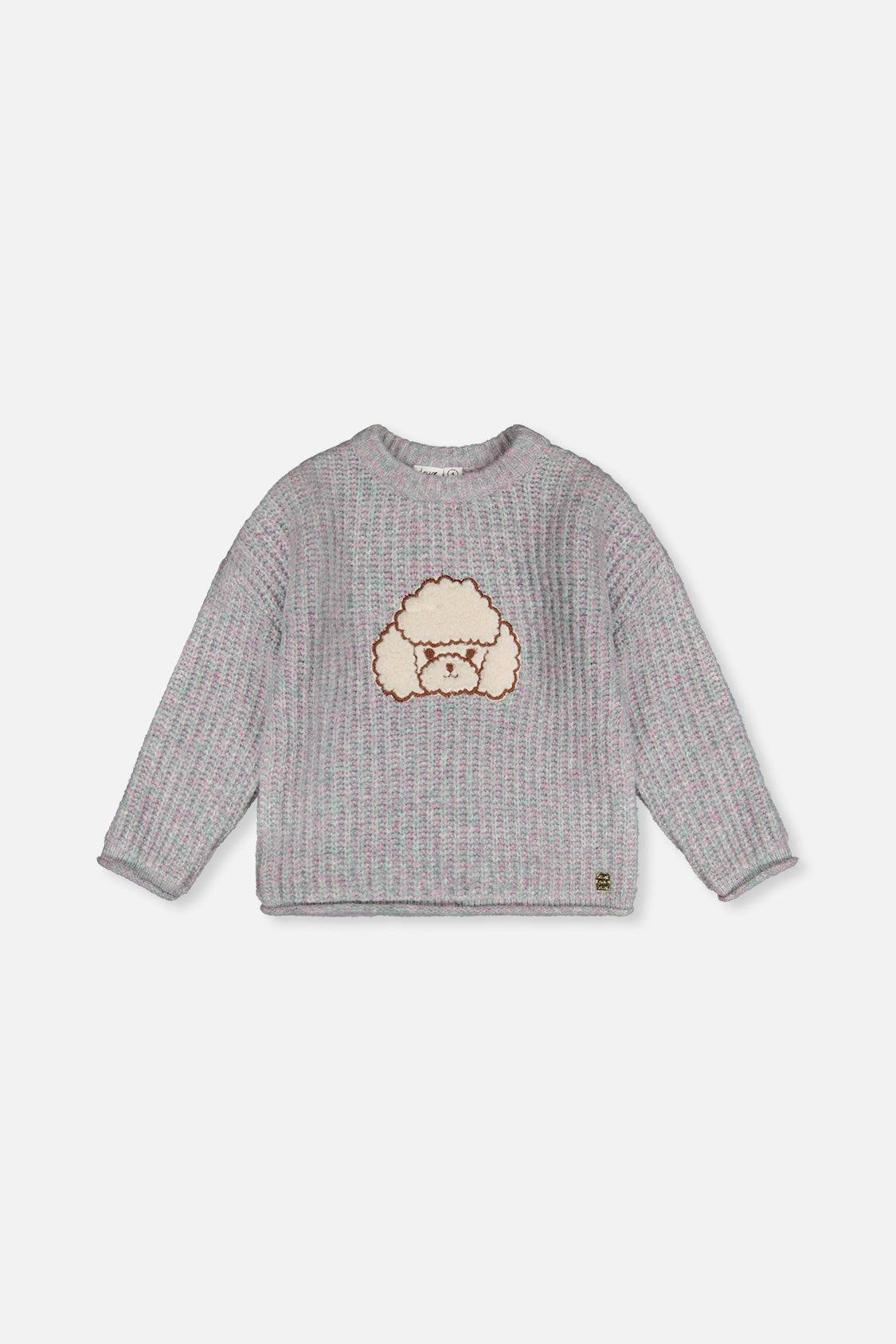 Poodle Sweater Pale Turquoise And Lilac