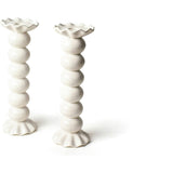 Signature White Large Knobbed Candle Holder with Ruffle
