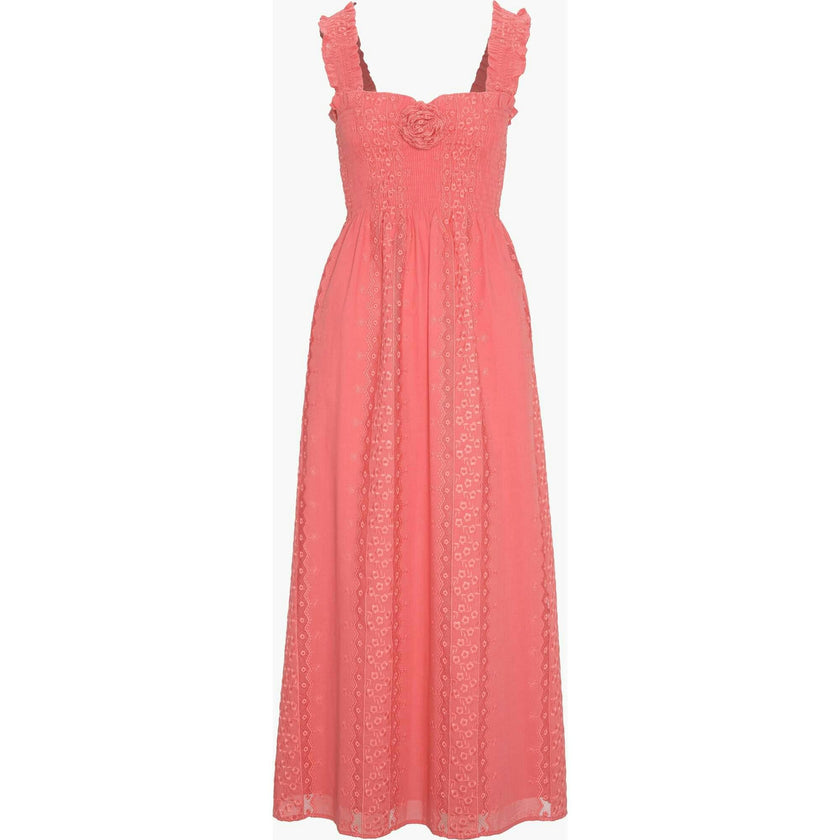 The Rosetta Nap Dress - Coral Voile Broderie