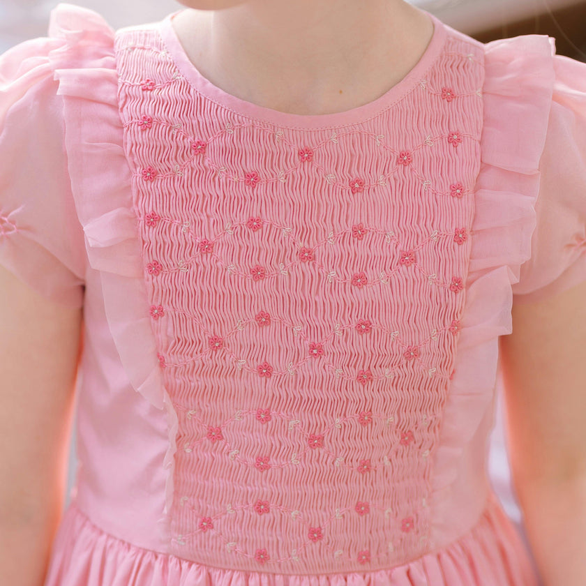 Camelia Pink Organza Sleeve Dress
