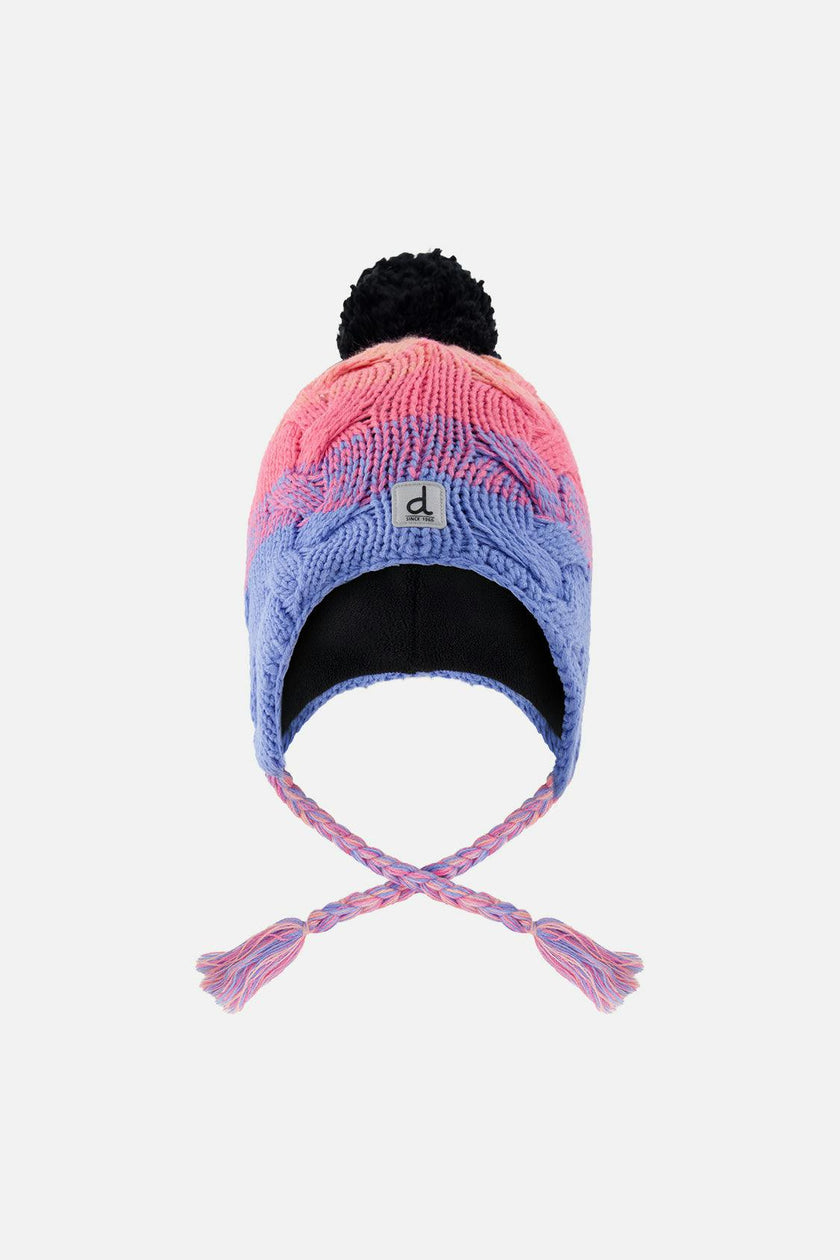 Winter Peruvian Knit Hat With Pompom Blue And Pink Gradient