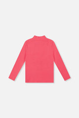 Brushed Rib Mock Neck Top Pink